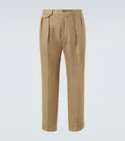 [Polo Ralph Lauren] Polo Ralph Lauren Whitman plaid linen-blend straight pants 32/32 green