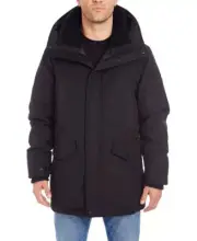 Vince Camuto Men's Parka With Sherpa Lined Hood Trim Jacket Black-2XL