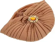 [Yardenfun] Elegant Hat Beanie Cap Turban Headwrap Traditional Design for Occasions Coffee