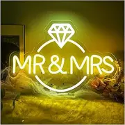 Sign Lamp Mr & Mrs Neon Sign LED Light for Wall Decor for Bedroom Room Wedding Party Bar Valentine's Day USB Powered 40.64cm×28.71cm