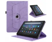 Rotating Case for Amazon Kindle Fire HD 8 Plus (2020/2022) Leather Protective Cover -Purple