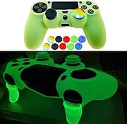 Silicone Skin for Ps4 Controller, 1pc Anti-Slip Shell Cover Case Dark Glow with 10 Joystick Grips for Playsation 4/ Slim/Pro Dualshock 4 Controller Wireless Gamepad(PS4 Controller #10)