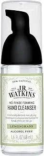 J.R. Watkins No-Rinse Foaming Hand Cleanser – Hand Soap in Pump Dispenser – Bathroom & Kitchen Foam Cleaner – All Natural, Alcohol Free, Lemongrass, 1.6 fl. Oz., Single