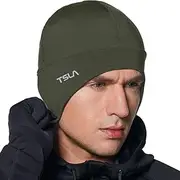 [TSLA] Men and Women Thermal Fleece Lined Skull Cap, Winter Ski Cycling Cap Under Helmet Liner, Cold Weather Running Beanie Hat