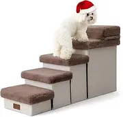 C0ZY KISS Storage Dog Stairs for Small Dogs, Foldable Ramp with Leakproof Fabric Cover, Old Cat Steps for Bed, Couch and Sofa, Lightweight, Comfort (Brown, 39.7x13x21.2in, 5)
