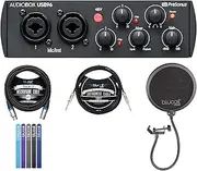 PreSonus AudioBox USB 96 Audio Interface 25th Anniversary Edition for Mac and Windows Bundle with Blucoil 10' Straight Instrument Cable (1/4"), 10-FT Balanced XLR Cable, Pop Filter, and 5x Cable Ties