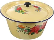 Gatuida Home Enamel Pot with Lid Retro Washing Basin for Kitchen Hand Washing and Food Storage Enamel Cookware for Home Restaurant and Hotel Use Easy to Clean