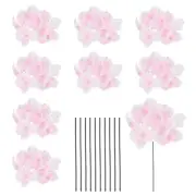 10 Sets Artificial Hydrangea Flower Heads with Stems for Bouquet,Pink