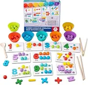 Montessori Arithmetic Math Toy Set, Silicone Digital Learning with Beads, Chopsticks & Spoons, Early Childhood Products, for Learning, Toys (Premium)