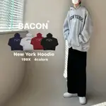 【BACON】🇰🇷韓國 23/FW 199X 刺繡 NEW YORK 寬大版型 帽T 寬鬆 落肩 男女皆可