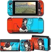 Auphar Games Skins Decal for Nintendo Switch, Full Set Vinyl Matte Sticker Protector Wrap Cover Durable Anti-Scratch Faceplate Joy-Con Console Dock Red & Blue