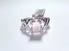 10K White Gold 3.00 CT Pink CZ Emerald Cut Ring Size 9.25