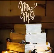 Mr and Mrs Cake Toppers, KOOTIPS Wooden Wedding Cake Topper Party Cake Decoration