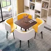 Square Conference Table, Office Table and Chair Set, Reception Negotiation Table, Reception Hall Bedroom Coffee Shop Tea Shop Office Place Beauty Salon(Yellow)