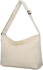 Canvas Messenger Bag Men and Women, VASCHY Lightweight Casual Large Crossbody Bag Tote Bag Hobo Side Bag Purse for Travel Work School