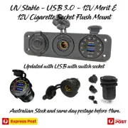 Daul USB 3.0 12V Merit Fridge & 12V Cigarette Power Socket Flush Mount CIG