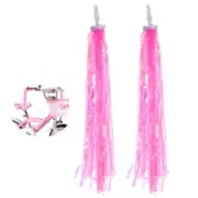 Handlebar Tassels for Girls Pink Tricycle Streamers Bike Lights Kids Ribbons