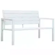 Stylish White HDPE Garden Bench Outdoor Seating Weather-Resistant Wood Look