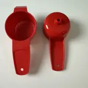 Tupperware Mini Strainer Sifter Funnel Set of 2 Gadgets Red New Set