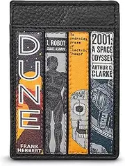 [Yoshi] Sci-Fi Bookworm Compact Card Holder by with RFID Blocking, Genuine Leather, Slim Wallet, Minimalist Design, Black, One Size, Minimalist