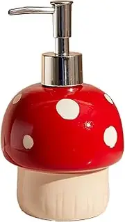 ZEBWAY Mushroom Soap Dispenser,Cute Soap Accessory Ceramic Material and Non-Rusting，Best Mushroom Bathroom Decor