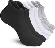 [BonGu] Athletic Running Ankle Socks, Low Cut Cotton Sport Unisex Athletic Socks for Men Women (6 Pairs)
