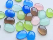13x18mm Oval Chalcedony Cabochons, Multi Color Plain Oval Chalcedony Flat Back