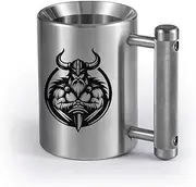 Dumbbell Cup Heavy Mug (8KG/18lbs) Stainless Steel Weightlifting Mug for water, tea, coffee drinks, Durable workout dumbbell cup for Gym fitness training, Funny Game Gift Sports equipment