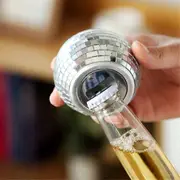 Beer Opener Mirror Design Disco Ball Shape Beer Catcher Mirror Design Opener Mirror Ball Decor Silver