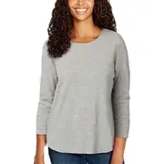 4 x Kirkland Signature Women's 3/4 Sleeve Slub Tee - Grey - 7991664
