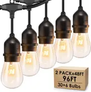 96FT Dimmable Outdoor String Lights with Commercial Grade Wire, Waterproof Patio