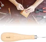 SustVita Beech Handle Diamond Point Awl Rhombus Awl Leather Punching Tool with Wooden Handle Scratch Awl for Leatherworking (3mm)