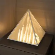 Modern Pyramid Table Lamp Frosted Glass Lampshade Nightstand Light for Bedroom or Office