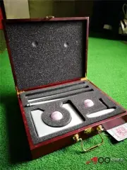 WP03 Golf Putting Cup Set Aluminum Base with Wood Case 2balls Christmas Gift