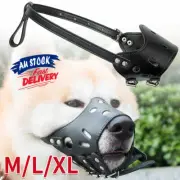 Mask Pet Anti Barking Bit Stop Chewing Adjustable Dog Muzzle Mouth Cover Leather