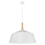 CLA Nordic Metal & Oak 560mm Large Pendant Light - White
