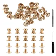 30 Pcs Round Head Button Studs 8mm Leather Punch Screwdriver, Gold
