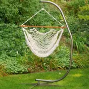The Hamptons Collection 48" White Macrame Rope Hanging Outdoor Patio Hammock