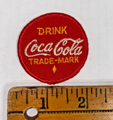Vintage Drink Coca-Cola Trademark Advertising Cloth Button Small Patch 80s