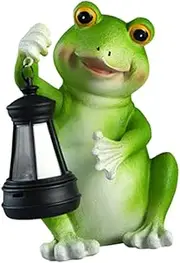 Generic Solar Garden Frog Statue Light,Outdoor Figurine Lantern Lamp Lawn Ornament Resin Animal Sculpture for Mom Lawn Farm Backyard