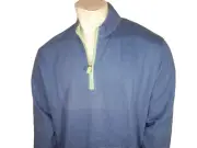 New Johnnie-O Devon XL Riptide Blue Cotton 1/4 Zip Pullover Sweatshirt