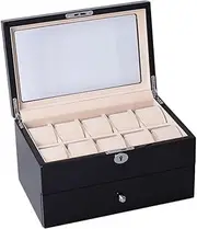 [ACLIC] Watch Case 16 Compartments Double Layered Large Capacity Watch Storage Box Multifunctional Jewelry Organizer High-end Wooden Watch Holder Watch Display Box