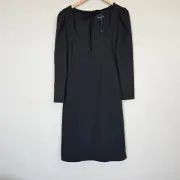 Cynthia Rowley Waverly Black Crepe Tie Boatneck Midi Dress Women's 6