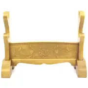 Wood Japanese Samurai Sword Holder Stand Katana Tanto Rack Fish Carved 2 Tier