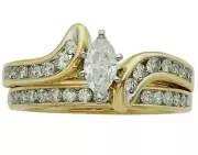 2.26Ct Marquise Cut VVS1 MOISSANITE Engagement Ring Band 14K Yellow Gold Plated