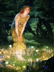 Victorian Fantasy Edward Hughes Midsummer Eve Tile Mural Backsplash Ceramic