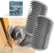 2 Pack Softer Cat Corner Self Groomer With Catnip Wall Massage Comb Scratcher Pet Grooming Brush Self Massage Tool for Long & Short Fur Kitten Cats Dogs
