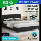 ALFORDSON Bed Frame Double Size Wooden Base Platform Fabric Charcoal MADELYN