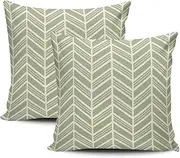 FASLMH Sofa Decoration Pillowcases 2 Pack Green and White Herringbone Sage European Cushion Case Throw Pillow Covers 26x26 Inch Double Sides Print