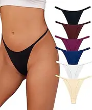 [Murimia] 6 Pack G String Thongs for Women Seamless Underwear Sexy T-back Low Rise Breathable Bikini Panties